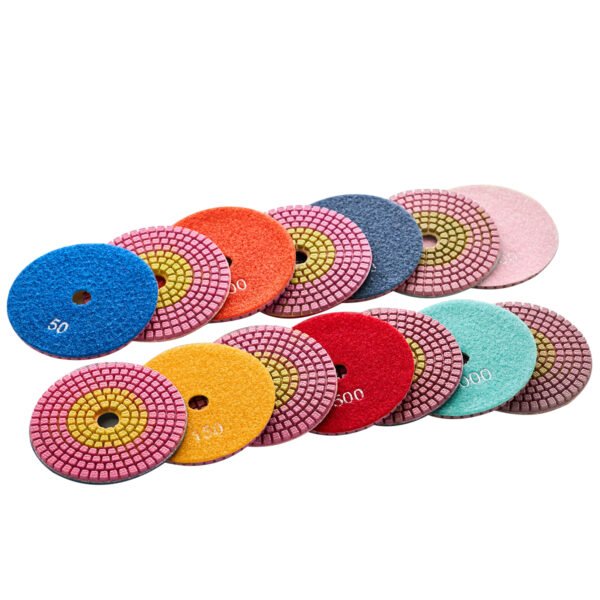 Tampons de polissage diamantés pour pierre humide, deux couleurs, 4 pouces/5 pouces/8 pouces, pour granit/marbre HC-SPP-0002 – Image 2